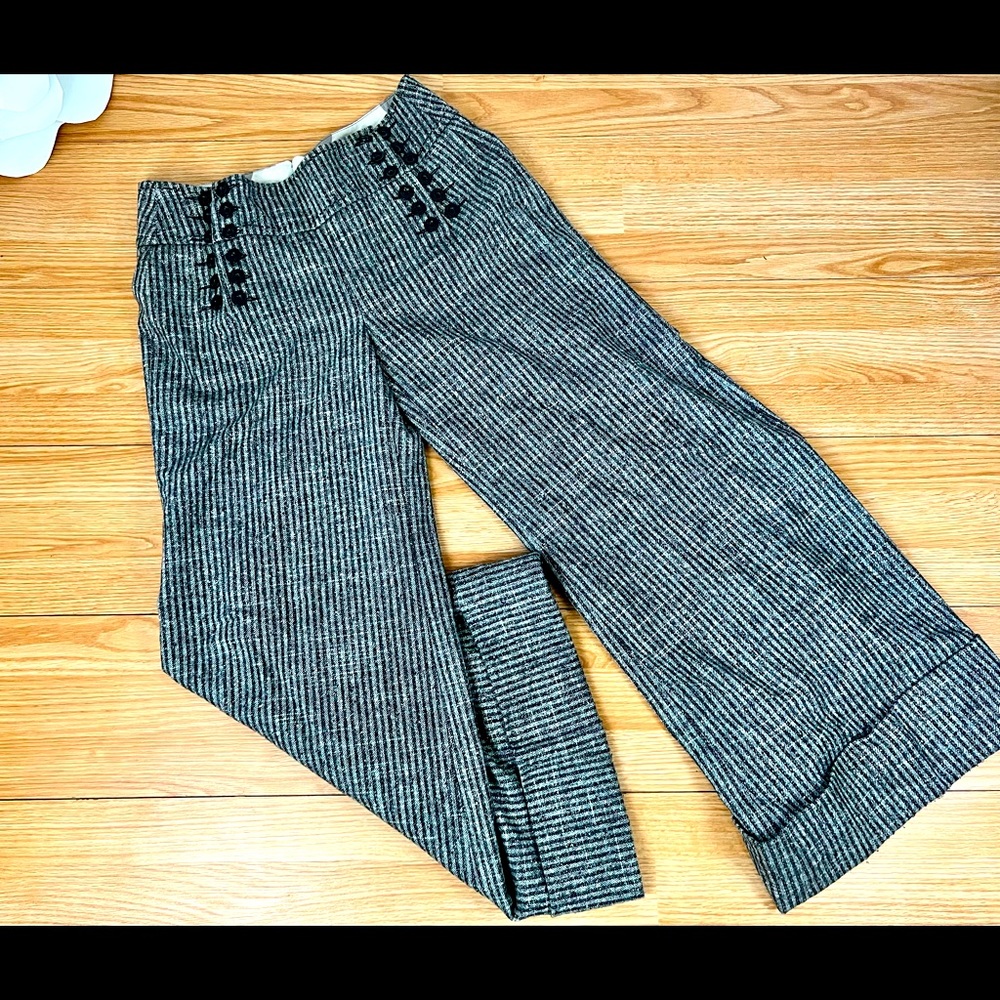 Anthropologie Taikonhu Wool blend Striped Lined Wide Sailor Pants Size 10